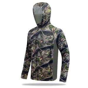 Venta al por mayor de los hombres de camuflaje sudaderas con capucha transpirable UPF 50 + ropa de pesca con protección facial sublimación protección facial ropa de pesca - Product Image 1