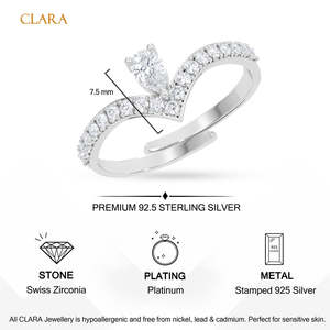 Anillos de Plata de Ley 925 de Primera Calidad para Mujer, Diseño Geométrico Romántico con Diamante Tallado en Forma de Pera, Anillo para Hombre Chapado en Rodio - Product Image 5