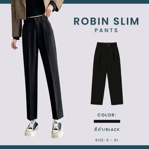 Nueva llegada Robin cintura alta Mujer Pantalones delgados Casual estampado recto estilo sutil frente plisado transpirable suave al tacto - Product Image 3