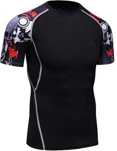 Rashguard d'entraînement de combat de bonne qualité, impression par transfert thermique, hommes, spandex/nylon, séchage rapide, manches courtes, personnalisé, prix raisonnable - Product Image 1