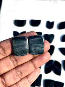 พลอยตาเสือตามธรรมชาติสีดำอัญมณีคู่สำหรับทำต่างหูอัญมณี - Product Image 5