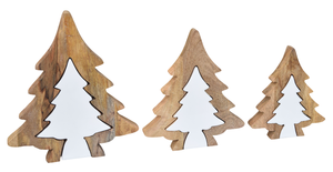 Porte-bougie décoratif en bois pour sapin de Noël avec incrustation blanche - Product Image 3
