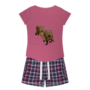 Cheetah Brothers T-shirt décontracté pour filles et short en flanelle douce pour la saison d'automne - Product Image 2