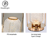 Lampe de table LED rechargeable à commande tactile, 3 CCT réglables, lanterne portable à lueur cristalline, lampe de bureau pour chevet et camping