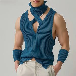 <b>Men's</b> 100% Cotton <b>Tank</b> <b>Tops</b> Quick Dry Fitness Ribbed Design Workout Polyester Breathable Knitted Weaving with Washed Technics - Product Image 2