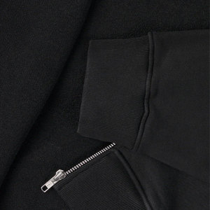 Sudaderas de algodón de gran tamaño para hombre, sudaderas con cremallera de contraste completo liso con logotipo bordado, ropa negra para adultos, estampado en relieve - Product Image 4