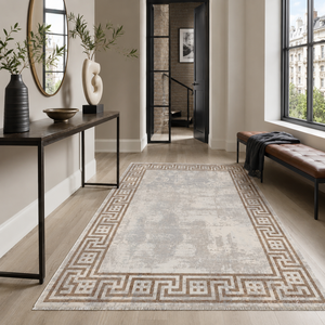 Tapis moderne lavable Netline Home Georgian Linework, brun chaud - Product Image 5