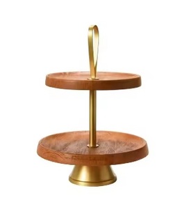Royal Design Soporte de pastel de madera de metal de dos niveles Servidor de postres doméstico de alta calidad para oficina en casa Precio bajo Pilar elegante - Product Image 2