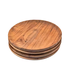 Vaisselle en bois poli ensemble d'assiettes en bois de ferme en bois plaqué bois naturel décoratif par artisanat en croissant - Product Image 1