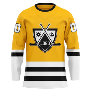 Maillot de hockey sur glace personnalisé avec logo, blanc, orange, vert, jaune, rouge, rayé, uniforme d'équipe, entraînement athlétique pour hommes, pratique sportive - Product Image 3