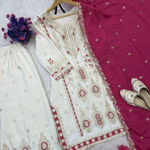 Traje Blanco Elegante de Alta Calidad para Mujer con Dupatta para Uso Diario, Oficina, Salidas Casuales y Ocasiones Festivas - Product Image 1