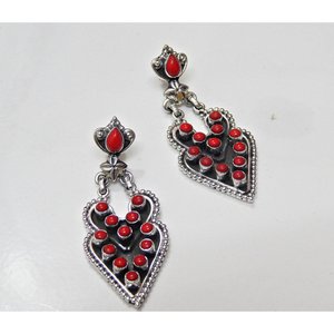 Pendientes hechos a mano de coral natural Pendientes colgantes de piedras preciosas Rojas vintage Artículo de regalo de joyería fina - Product Image 4