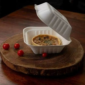 กล่องใส่อาหารทำจากชานอ้อย6 X6นิ้วย่อยสลายได้เองเป็นมิตรกับสิ่งแวดล้อมสีขาวธรรมชาติ100% - Product Image 1