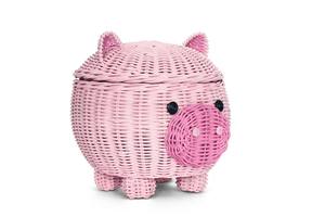 Meilleure vente écologique grand cochon rotin vêtements panier de rangement couvercle tissé à la main décoratif OEM acceptable Logo personnalisé Vietnam - Product Image 2