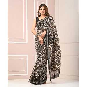 Sari en Georgette de Chanderi avec Blouse, Robe Indienne en Soie Lourde, Lehenga Banarasi, Style Bollywood Doux avec Salwar Kameez - Product Image 1