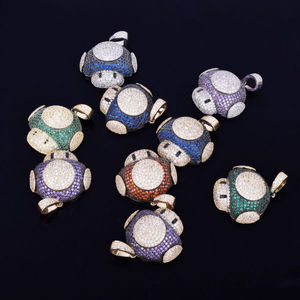 Colorido corte redondo Moissanite diamante 925 plata esterlina seta dibujos animados joyería fina colgantes y dijes joyería de Hip Hop - Product Image 1