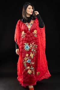 <b>Plus</b> <b>Size</b> Embroidered Three Quarter Sleeve V-Neck Handmade Women Festive <b>Kaftan</b> - Product Image 4