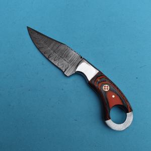 มีดเหล็กดามัสกัสแบบเต็มแผ่นงานทำด้วยมือมีดดามัสกัสสำหรับตั้งแคมป์ - Product Image 3