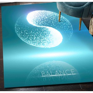 Alfombra Yin Yang: Círculo Zen Azul, Alfombra con Detalles Brillantes, Alfombra Estampada, Alfombra Suave con Pelo Corto - Product Image 2