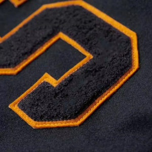 Chaqueta de béisbol con logotipo personalizado bordado de talla grande para mujer, chaqueta de béisbol transpirable recortada con mangas de cuero universitario, camuflaje a rayas - Product Image 3