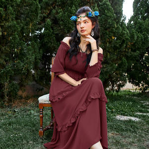 Abito Maxi da donna SL0506S24 a strati con maniche 3/4 a tracolla all'ingrosso Maxi abito vittoriano rinascimentale - Product Image 4