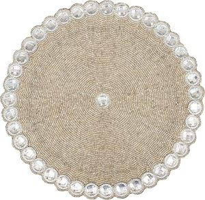 El mejor diseño temático, vajilla redondeada, mantel decorativo con cuentas de vidrio, Mantel Individual para fiestas y otras funciones - Product Image 5