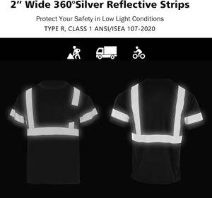 Camiseta de secado rápido transpirable con tira reflectante para Polos masculinos con tiras reflectantes Camiseta de manga corta de poliéster - Product Image 6