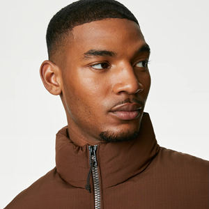 Men's <b>Thin</b> <b>Puffer</b> <b>Jacket</b> with Stand Collar Customized Logo Printing Light Weight and Comfortable Full Sleeves for Winter - Product Image 2