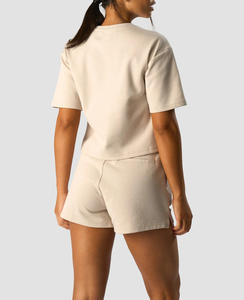 Custom Wholesale Top selling Soft Fleece <b>Women</b> Activewear Set Oversized Sweatshirt Comfy <b>Shorts</b> set for <b>women</b> - Product Image 1