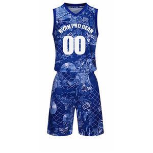 Conjunto de camiseta de baloncesto para hombres adultos de diseño personalizado, logotipo impreso por sublimación transpirable, entrenamiento de baloncesto liso de alta calidad - Product Image 1