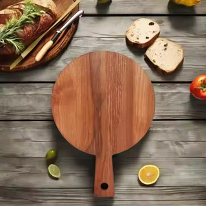 Tabla decorativa de madera de Acacia redonda para cortar quesos con mango para carne tabla de quesos verduras de glowin fashion - Product Image 2