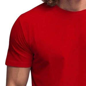 T-shirt à manches courtes rouge pour homme, col rond, décontracté, respirant, séchage rapide, polyester/coton, coupe classique, pour l'été, à porter au quotidien - Product Image 3