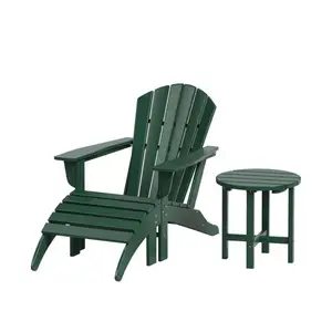 WestinTrends 3 pezzi Patio Adirondack Chair con pouf e tavolino Set incluso in colore verde scuro