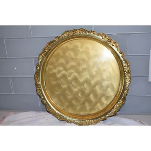 Brass <b>Tray</b> for Dessert and <b>Snacks</b> Serving <b>Tray</b> With round shape for Kitchenware Use simple design - Product Image 2