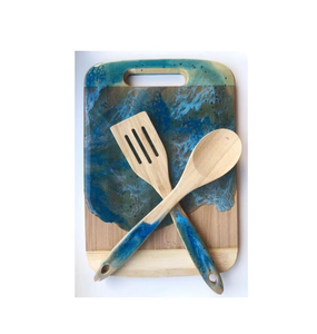 Ensemble de cuillères en bois et résine Ustensiles en bois de teck Cuillères en bois pour la cuisine Cuisine Maison - Product Image 2