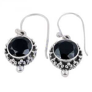 Boucles d'oreilles en argent sterling 925 pour femmes, onyx noir, vintage à tendance, plaqué or avec diamant et rubis pour un usage quotidien - Product Image 3