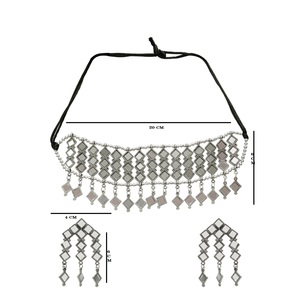 OX Fine Jewelry Set Gold <b>Mirror</b> Choker Vintage Tassel Featuring Zircon Pearl Diamond Rhinestone for Wedding Party Engagement - Product Image 3