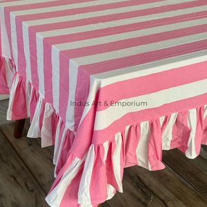 Indian Handmade Premium Quality Eco-Friendly Floral Pattern Cotton Pink <b>Table</b> <b>Cover</b> Customizable Size & Color for Weddings - Product Image 5