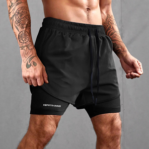 Short de course à compression respirant 100% coton solide pour hommes pour les sports de plein air entraînement de tennis - Product Image 1