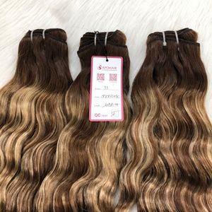 הטוב ביותר נמכר balayage עבור אמברה ברזילאי שיער אנושי הרחבות בתולה מינק טבעי גל בלונדינית wft חבילות חבילות