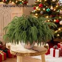 Branche de pin artificielle, aiguilles de pin Norfolk, guirlande verte artificielle, décoration de fête flexible pour la maison, vase, décoration de table