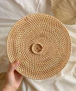 Cestas de Almacenamiento de Alimentos Ecológicas de Ratán Natural Sisu Handicraft con Asa, Forma Circular, Multiusos para el Hogar - Product Image 4