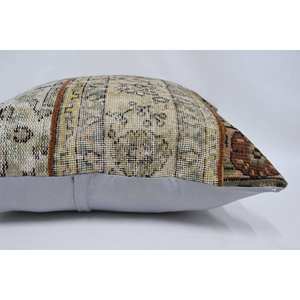 Cojín de lana con patrón Vintage bohemio Beige, cojín bordado de 28x28 pulgadas, cojín decorativo tejido para Navidad - Product Image 5