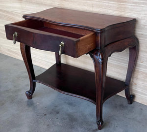 Table de chevet en bois avec pieds incurvés et table de chevet à finition antique pour meubles de chambre à coucher pour appartement et hôtel - Product Image 3