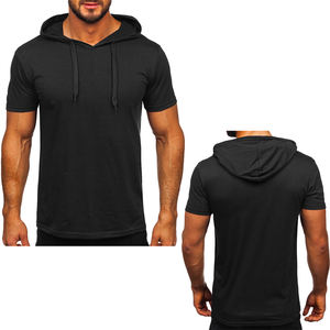 Ropa de marca personalizada para hombre, camiseta atlética ajustada, sudaderas con capucha para gimnasio, camisetas deportivas de manga corta con capucha - Product Image 2