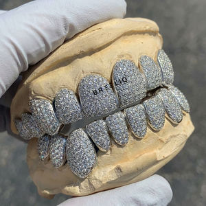 Rejilla Dental Personalizada de Plata de Ley 925 con Incrustaciones de Moissanita VS, Corte Brillante Redondo, Estilo Hip Hop, Joyería de Lujo - Product Image 5