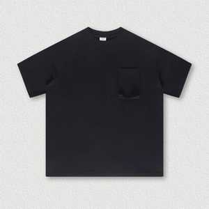 Personalizado 320 gramos peso 100% algodón hombro caído suelto Casual Color sólido logotipo personalizado en blanco camiseta de hombre - Product Image 3