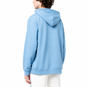 เสื้อฮู้ดผู้ชายสีฟ้าอ่อนทรงโอเวอร์ไซส์ ผ้าฝ้าย 100% เฟรนช์เทอร์รี่ พิมพ์ลาย มีกระเป๋าหน้า สวมใส่สบาย ระบายอากาศได้ดี - Product Image 3