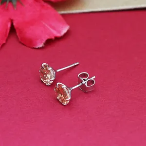 "Trendy Rhodium-Plated Zircon <b>Stud</b> <b>Earrings</b> for Women's Party Jewelry Gift" - Product Image 3