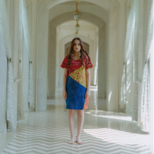 พิเศษผู้หญิงพิมพ์ลายดอกไม้หลายสีออกแบบแขนสั้นชุดมินิ - Product Image 3